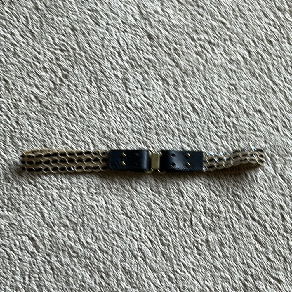 J Crew Jute & Leather Belt Sequin Accents Brass Hardware - Size MEDIUM - Picture 12 of 12